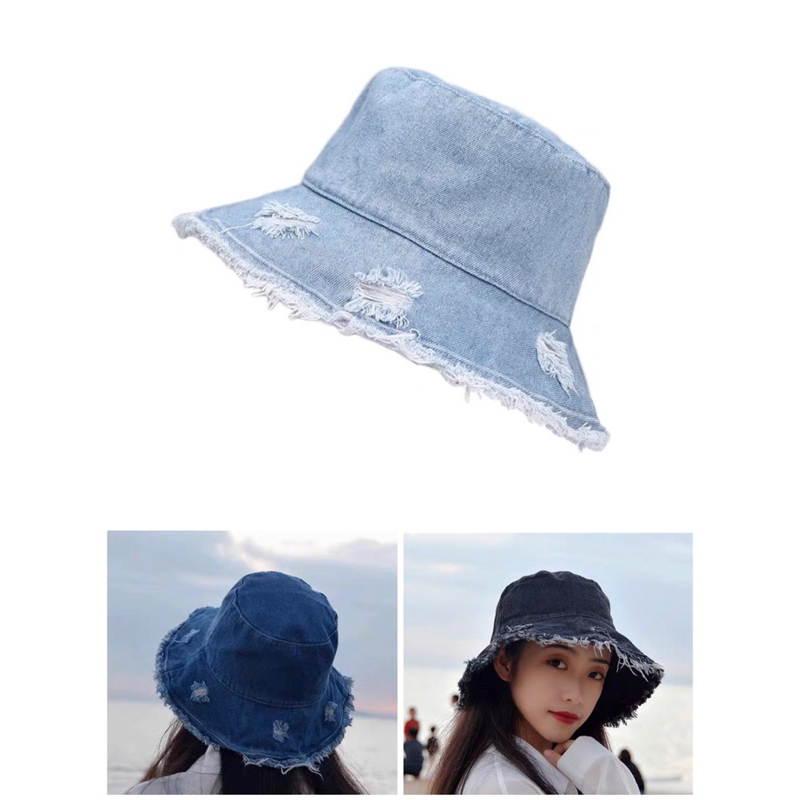 Mũ Jean Tua (rách) — nón vành bucket goat’s cực xinh kiểu dán Hàn quốc ...