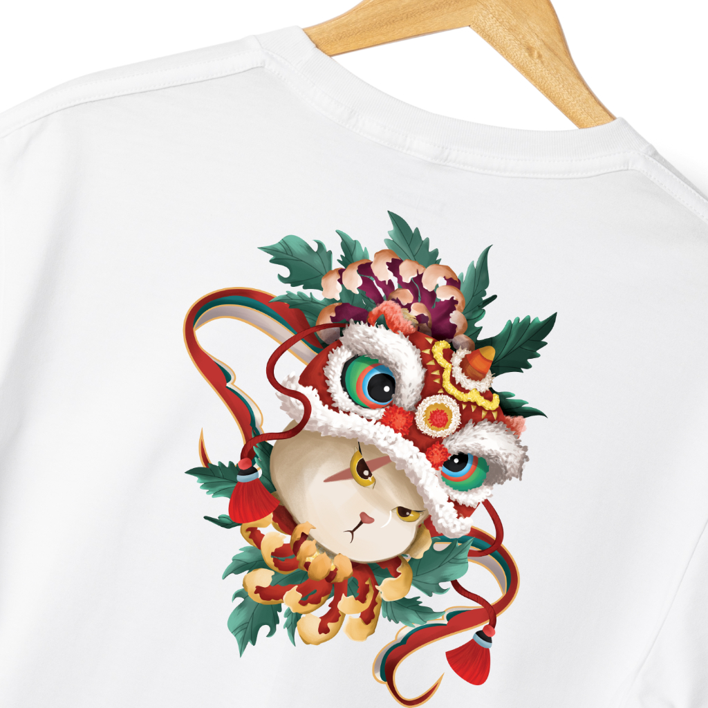 Áo phông cotton unisex nam nữ Goodore Dynameow mẫu Đầu Lân thoáng mát năng động form oversize thiết kế độc đáo