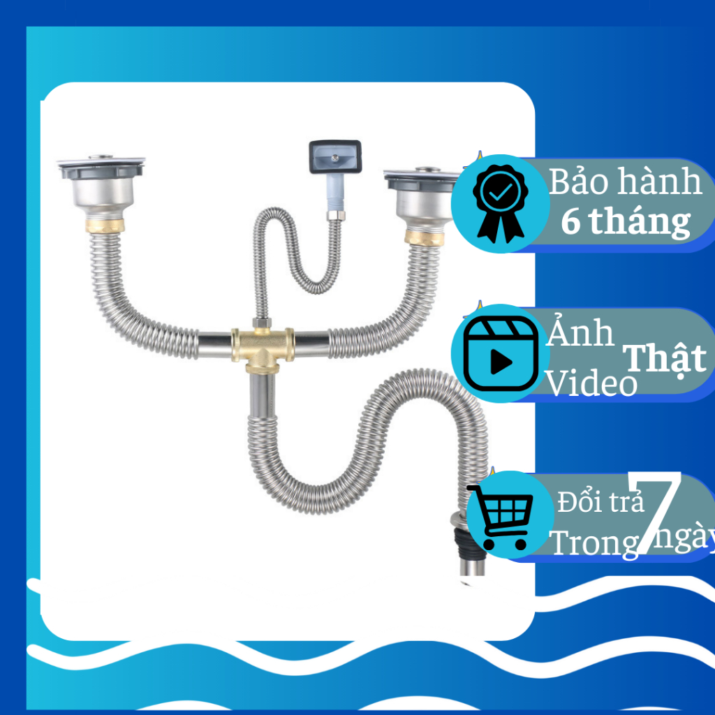 Xi phông inox, xi phông inox chậu rửa bát, xi phông chậu rửa bát 1 hố ...