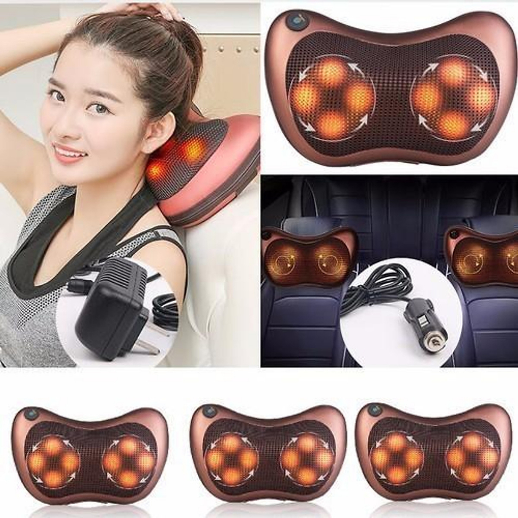Gối Massage Hồng Ngoại 8 Bi 2 Chiều Cao Cấp - Máy Mát Xa Cổ Vai Gáy Chính Hãng Công Nghệ Nhật Bản