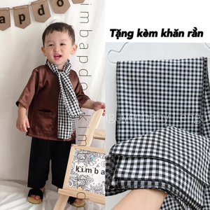 Sét đồ bà ba nâu quần đen + khăn cho bé (Khuyến mãi khăn cho bé) - Chất vải mềm mại cho bé