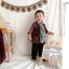 Sét đồ bà ba nâu quần đen + khăn cho bé (Khuyến mãi khăn cho bé) - Chất vải mềm mại cho bé