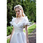 ĐẦM CƯỚI- ĐI BÀN - CÔ  DÂU TAY BỒNG  ĐÍNH HOA LÔNG VŨ FULL SIZE S/M/L/XL( có sẵn hàng ) CÓ NHẬN MAY BIG SIZE — ảnh 5