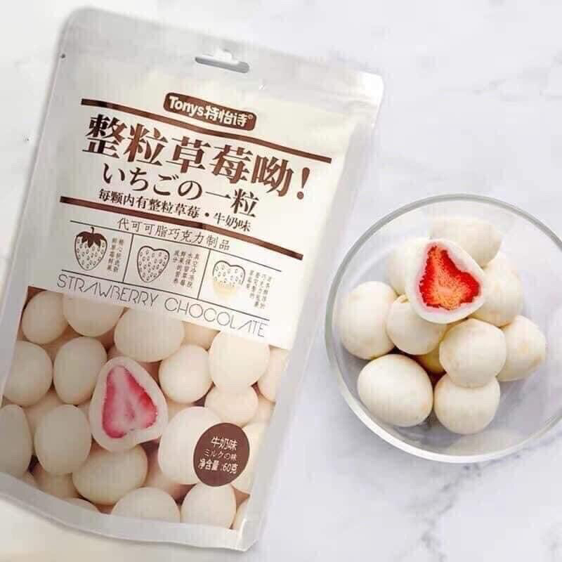 (Set 3 túi) Socola Bọc dâu Tây, bọc hạnh nhân sấy 4 vị