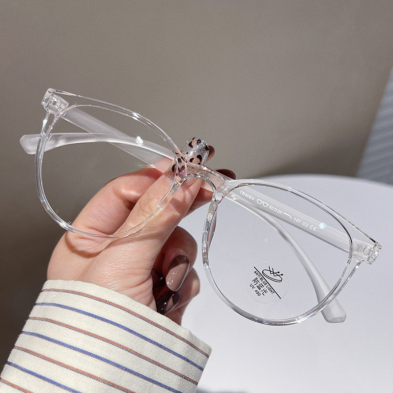 Gọng kính cận mắt kính tròn không độ nam nữ chống ánh sáng xanh và UV400 gọng kính thay được mắt kính cận HANASO 175