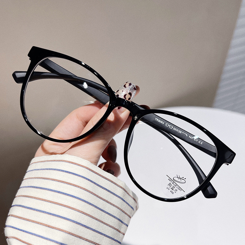Gọng kính cận mắt kính tròn không độ nam nữ chống ánh sáng xanh và UV400 gọng kính thay được mắt kính cận HANASO 175