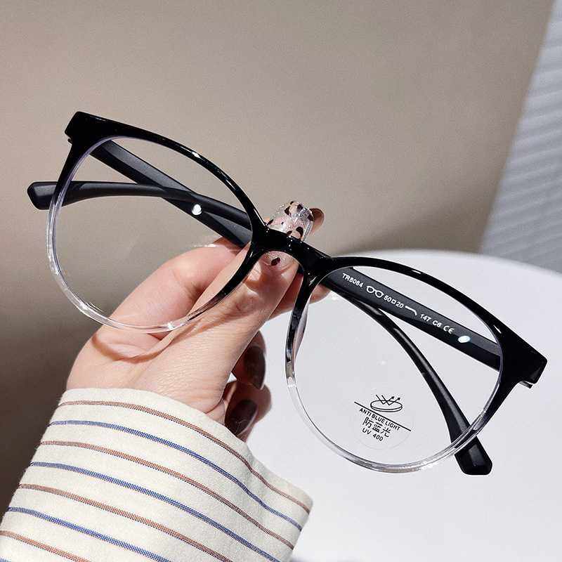 Gọng kính cận mắt kính tròn không độ nam nữ chống ánh sáng xanh và UV400 gọng kính thay được mắt kính cận HANASO 175
