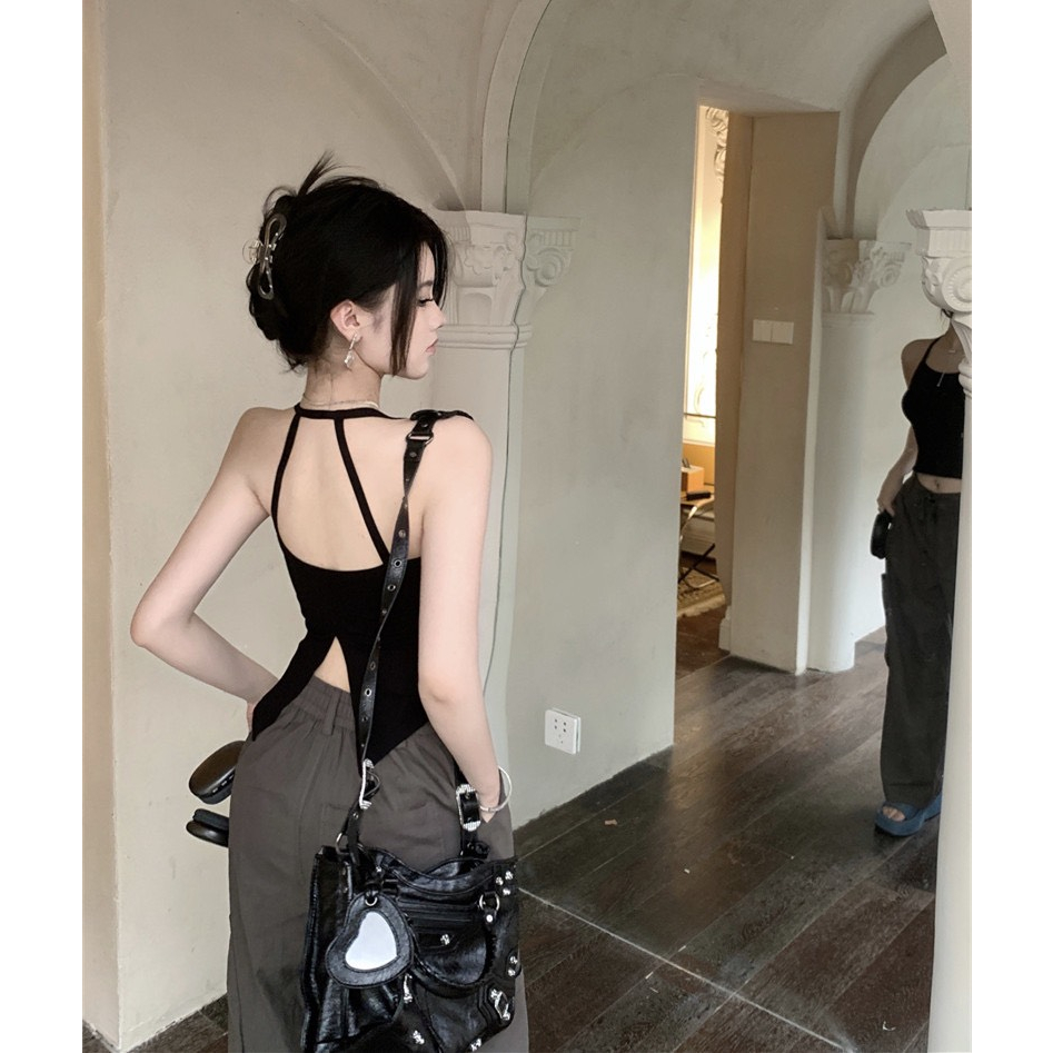 [CÓ MÚT] Áo Hai Dây Croptop Cách Điệu Cổ Yếm Xẻ Lưng RANSHI Có Sẵn Đệm Mút Ngực Siêu Xinh Mặc Đi Chơi Đi Biển - RA161