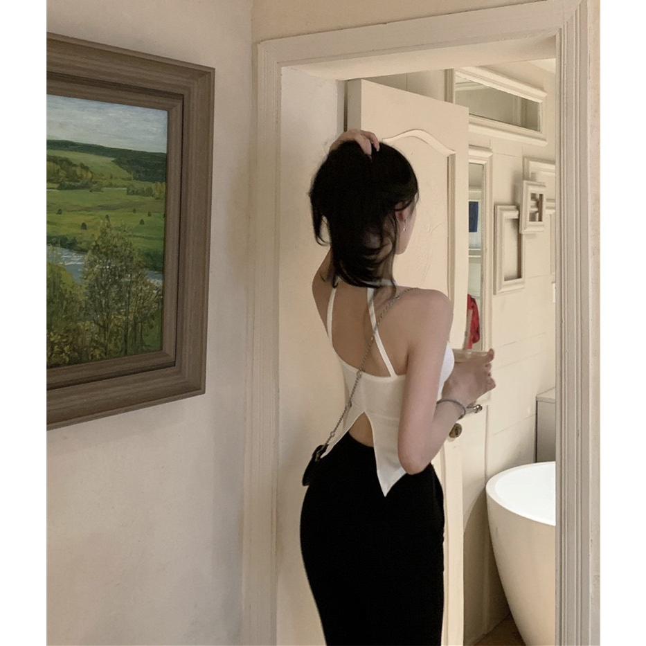 [CÓ MÚT] Áo Hai Dây Croptop Cách Điệu Cổ Yếm Xẻ Lưng RANSHI Có Sẵn Đệm Mút Ngực Siêu Xinh Mặc Đi Chơi Đi Biển - RA161