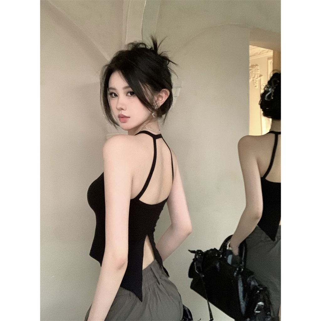 [CÓ MÚT] Áo Hai Dây Croptop Cách Điệu Cổ Yếm Xẻ Lưng RANSHI Có Sẵn Đệm Mút Ngực Siêu Xinh Mặc Đi Chơi Đi Biển - RA161