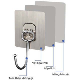 10 Móc dán tường chịu lực 20kg siêu dính, móc treo quần áo treo đồ nhà tắm, nhà bếp