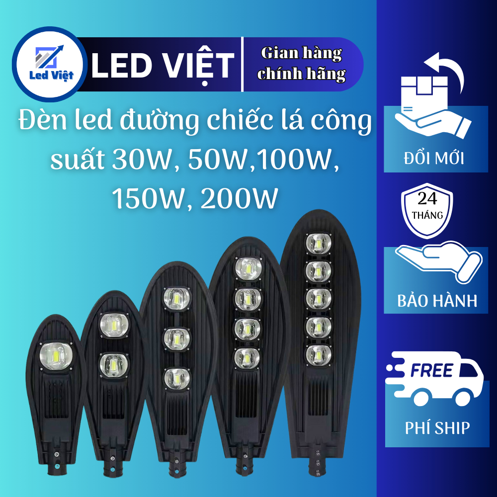Đèn led đường chiếc lá siêu công suất 30W, 50W,100W, 150W, 200W ánh ...