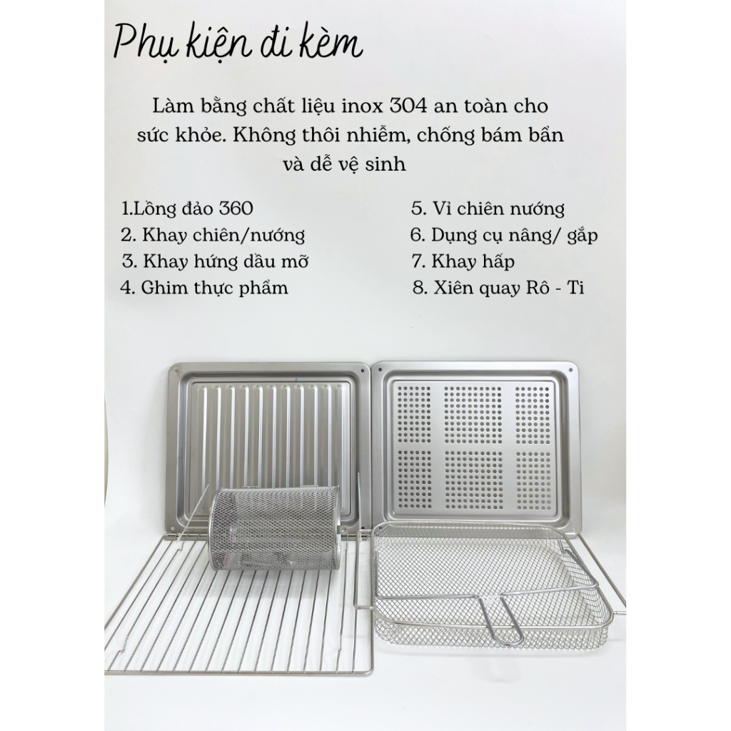 Product image Nồi Chiên Không Dầu Kèm Hấp 2GOOD S100, Lòng nồi và phụ kiện INOX 304, Dung tích 20L, Lồng tự đảo 360° 5