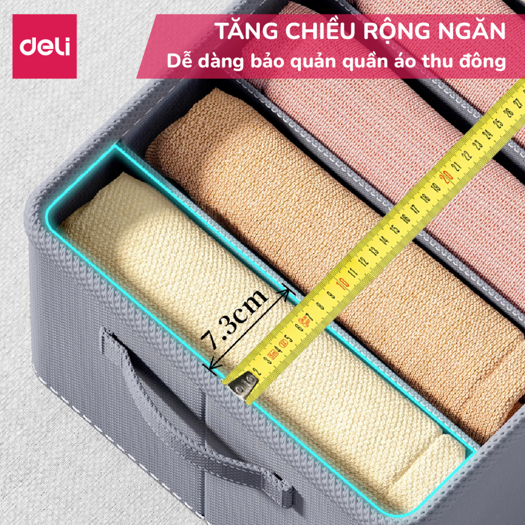 Hộp Vải Đựng Quần Áo Chia 7,9,11 Ngăn Khung Cứng Có Nắp Giúp Sắp Xếp Quần Áo Đồ Lót Gọn Gàng