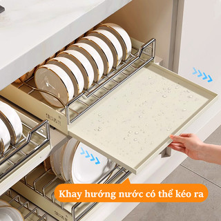Gslife Kệ Để Đồ Tủ Bếp Inox, Giá Đựng Bát Đĩa Đa Năng, Sơn Tĩnh Điện Trắng, Có Ray Trượt