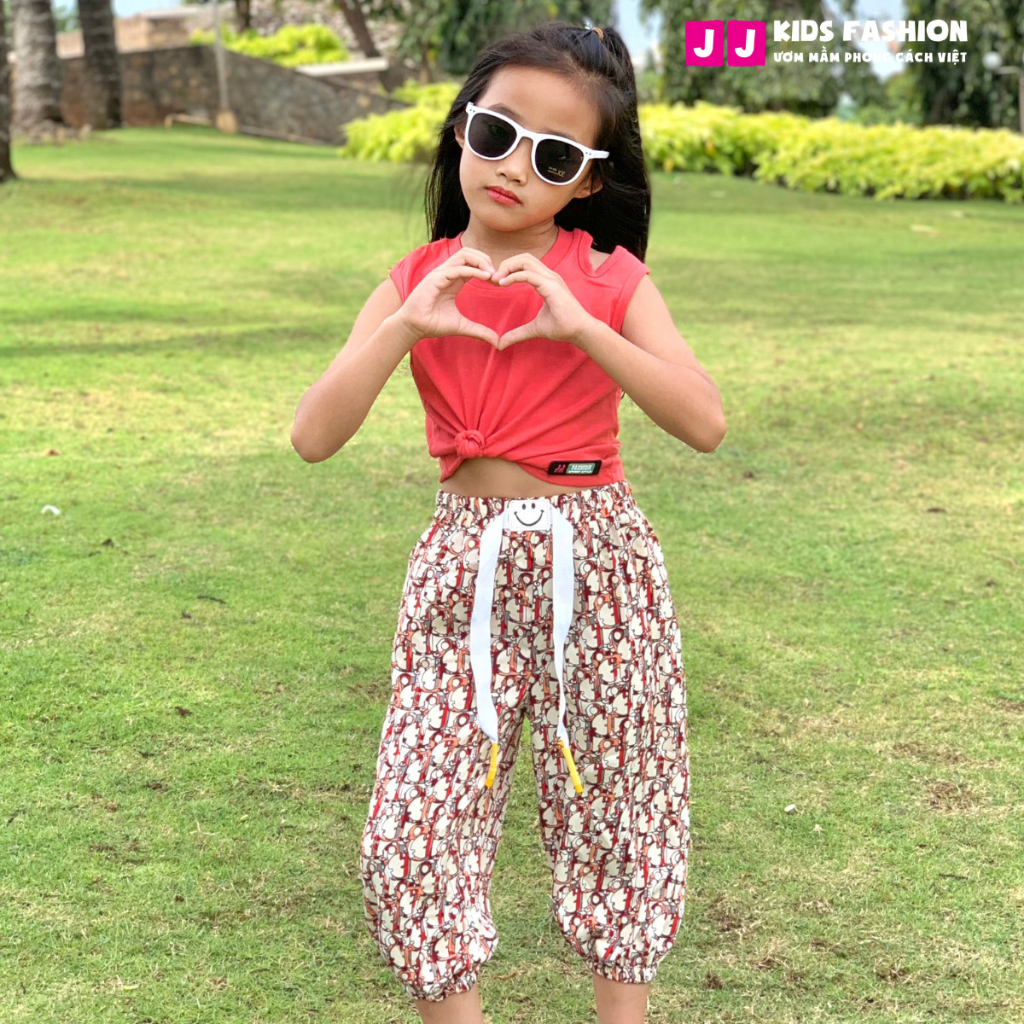 Quần Jogger Bé Gái Thun Dài Bo Ống – Phong Cách Hip Hop Năng Động | JJ Kids Fashion