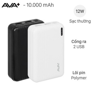 Pin sạc dự phòng Polymer 10000mAh AVA+ DS609A Trắng hàng like new mầu ngẫu nhiên