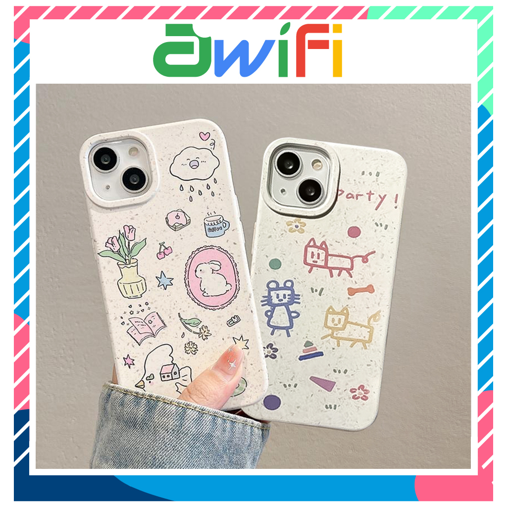 Ốp lưng iphone mềm thân thiện môi trường thỏ mèo 6/6splus/7/8/plus/x/xs/11/12/13/14/15/pro/max/plus/promax – Awifi V2-5