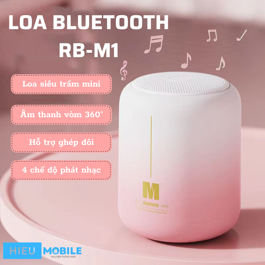 Loa siêu trầm mini hỗ trợ ghép đôi Remax RB-M1 âm thanh vòm chống nước IPX7
