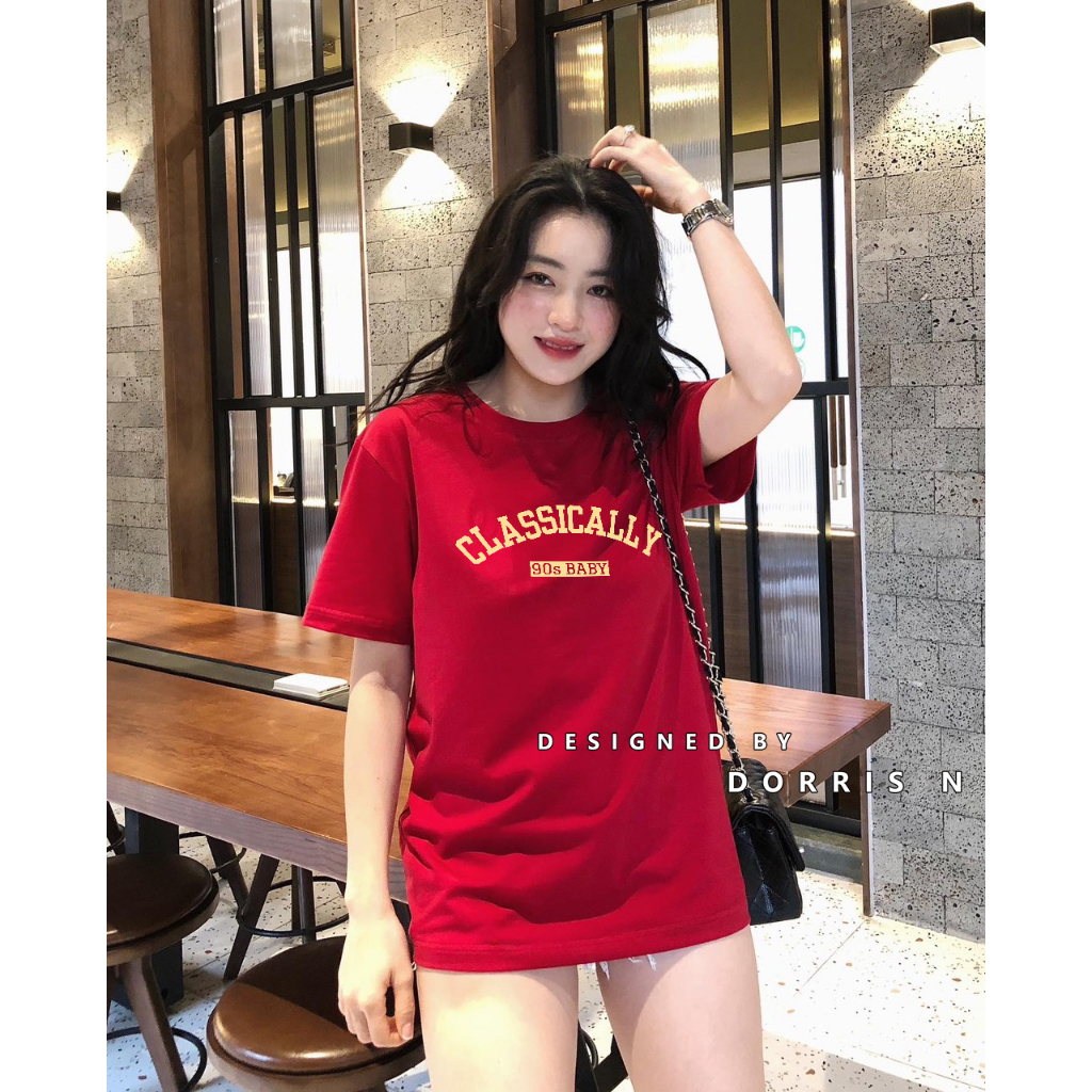 Áo Phông CLASSICALLY Cotton 100% DORRIS N Form Rộng Unisex Thiết Kế Tối Giản
