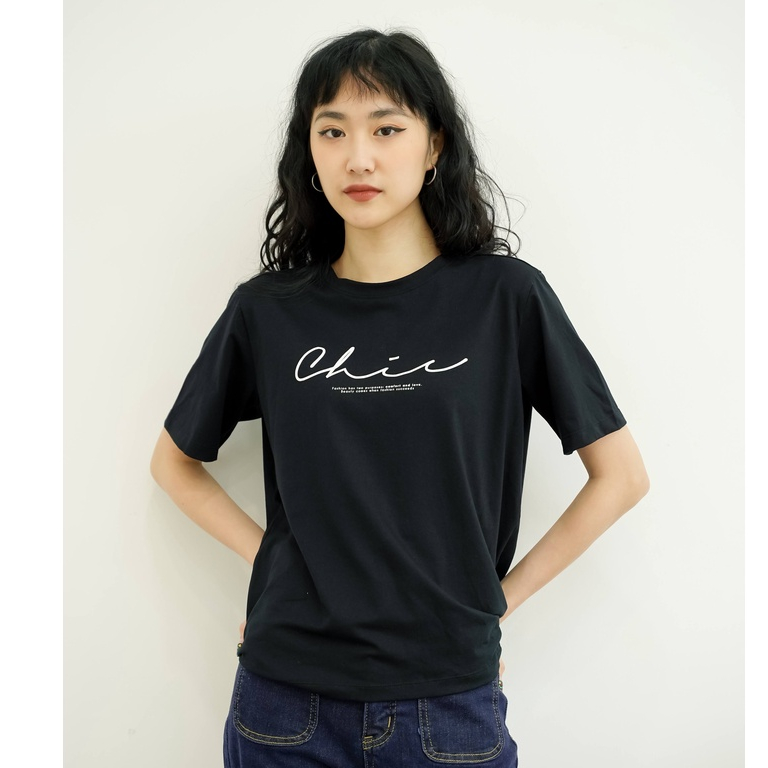 Áo thun tay lỡ Méo shop phông nữ cổ tròn cotton in chữ Chic freesize form rộng