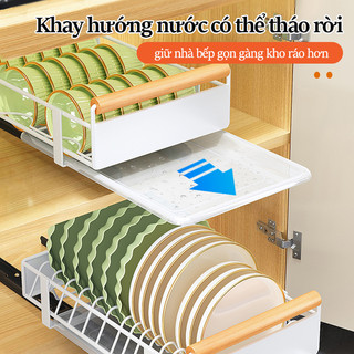Gslife Kệ Để Đồ Tủ Bếp Đa Năng, Kệ Bát Đĩa Có Ray Trượt,Sơn Tĩnh Điện