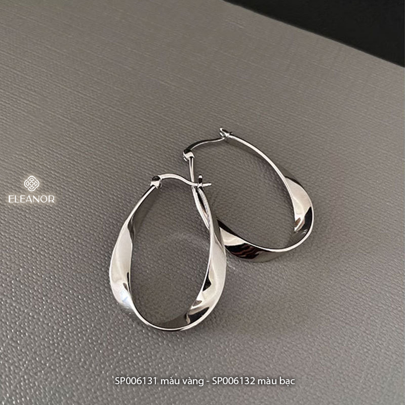 Bông tai nữ chuôi bạc 925 Eleanor Accessories viền xoắn phụ kiện trang sức khuyên tai basic 6131