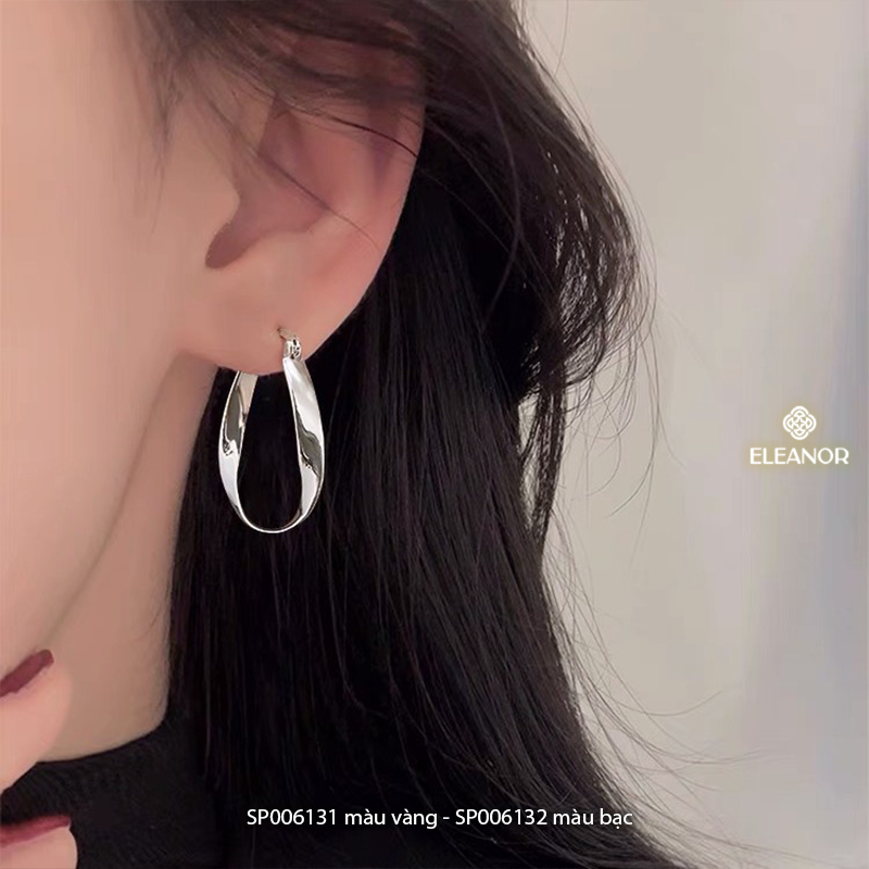 Bông tai nữ chuôi bạc 925 Eleanor Accessories viền xoắn phụ kiện trang sức khuyên tai basic 6131