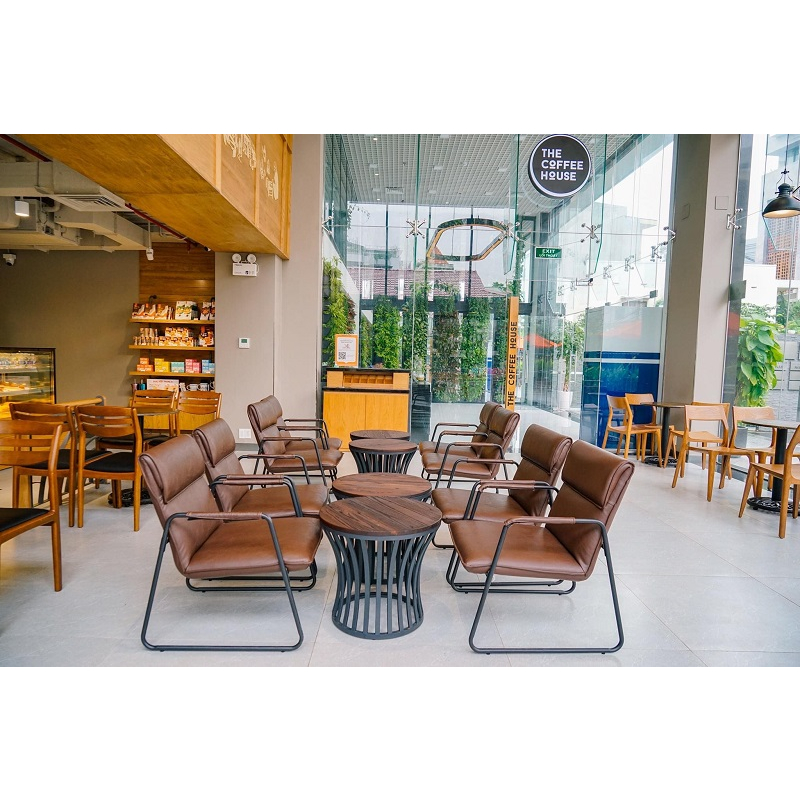 Ảnh Ghế thư giãn Nghiafurniture Arm chair NF1 - Dệm da pu cao cấp màu nâu da bò, khung hợp kim sơn tĩnh điện 3