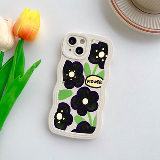 Ốp lưng iphone viền gợn sóng Black flower dành cho ip 6/7/8/plus/x/xr/xs/11/12/13/14/15/pro max - sm2006