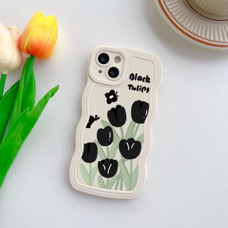 Ốp lưng iphone viền gợn sóng Black flower dành cho ip 6/7/8/plus/x/xr/xs/11/12/13/14/15/pro max - sm2006