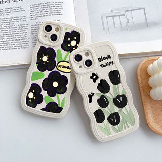 Ốp lưng iphone viền gợn sóng Black flower dành cho ip 6/7/8/plus/x/xr/xs/11/12/13/14/15/pro max - sm2006