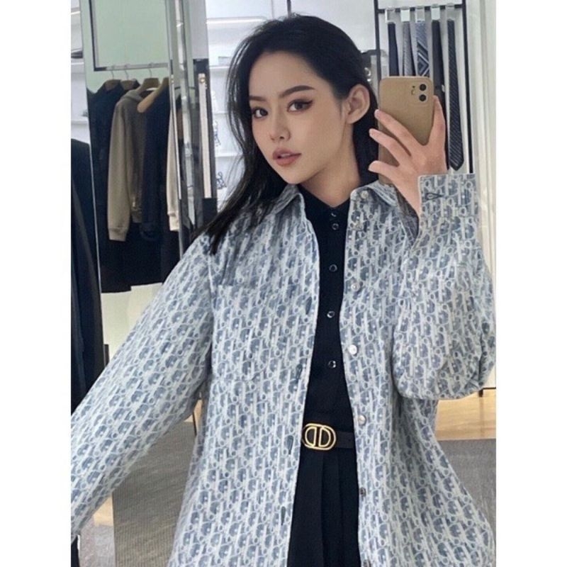 ⚡️[Hight Quality] Sơ Mi Denim D1.01 Homme Oblique Blue And White Họa Tiết Monogram Sang Trọng - Hàng Loại 1 Full Túi Tag