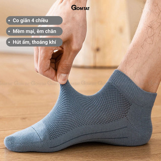 Tất vớ nam cổ thấp trơn màu cao cấp GOMTAT, chất liệu cotton mềm mại, thoáng khí, êm chân - NGANTRONLUOI-FIVE-2002-1DOI