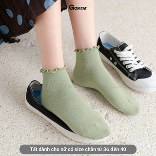 Tất nữ cổ ngắn mẫu tai bèo GOMTAT, vớ cổ ngắn nữ mềm mại, êm chân - NGANCOBEO-FIVE-2004-1DOI