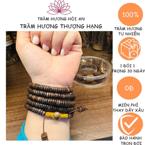 Vòng đeo tay bằng trầm hương Philippines 8 ly(kiểu nút) quấn 5 vòng, thời trang phong cách thanh lịch.