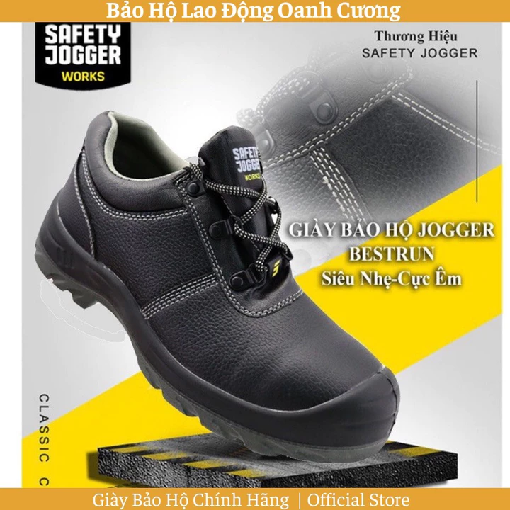 Giày bảo hộ nam chống đinh, chống nước Jogger Bestrun S3 chất da thật phủ bảo vệ chân an toàn