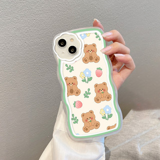 Ốp lưng iphone viền gợn sóng camera hoa Gấu dâu tây 6/6plus/7plus/8plus/x/xs/11/12/13/14/15/pro/max/promax - so2006