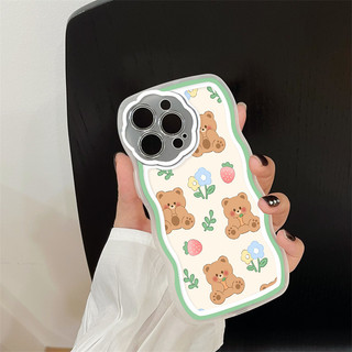 Ốp lưng iphone viền gợn sóng camera hoa Gấu dâu tây 6/6plus/7plus/8plus/x/xs/11/12/13/14/15/pro/max/promax - so2006