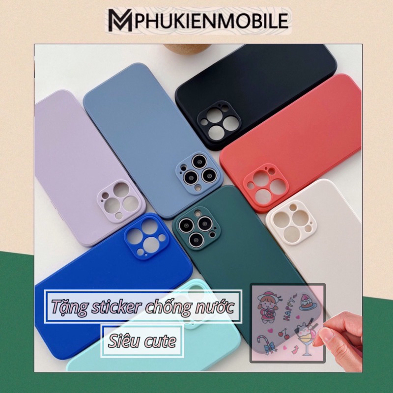 Ốp lưng trơn cạnh Vuông- bảo vệ camera- Iphone 13/13Pro/13Promax-Tặng ...