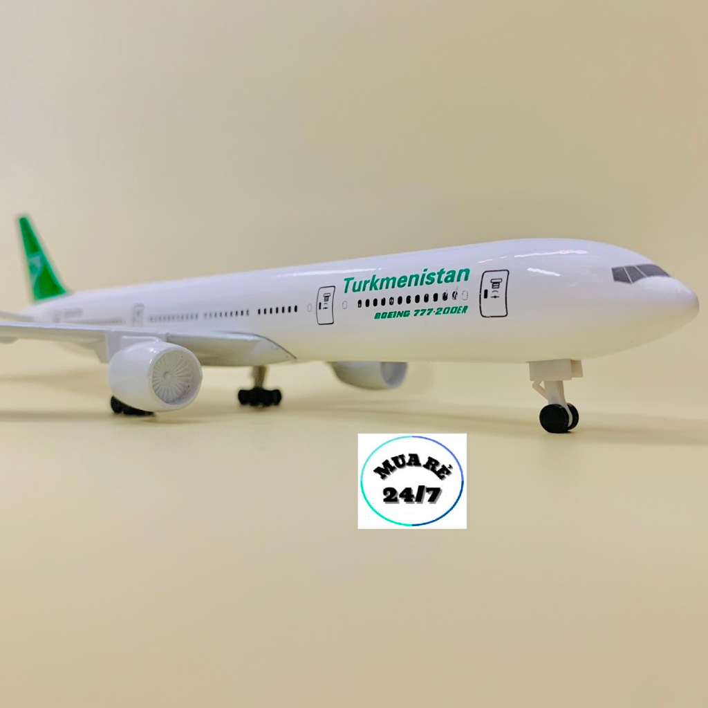 MÔ HÌNH MÁY BAY TURKMENISTAN B777 KIM LOẠI CAO CẤP CÓ BÁNH XE + CHÂN ĐẾ TRƯNG BÀY