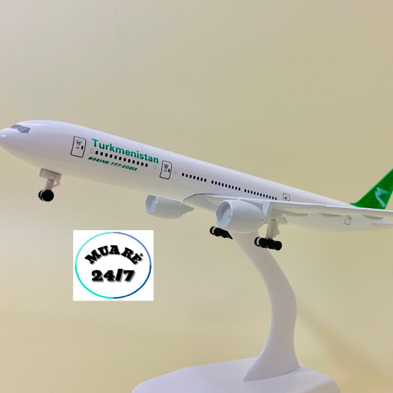 MÔ HÌNH MÁY BAY TURKMENISTAN B777 KIM LOẠI CAO CẤP CÓ BÁNH XE + CHÂN ĐẾ TRƯNG BÀY