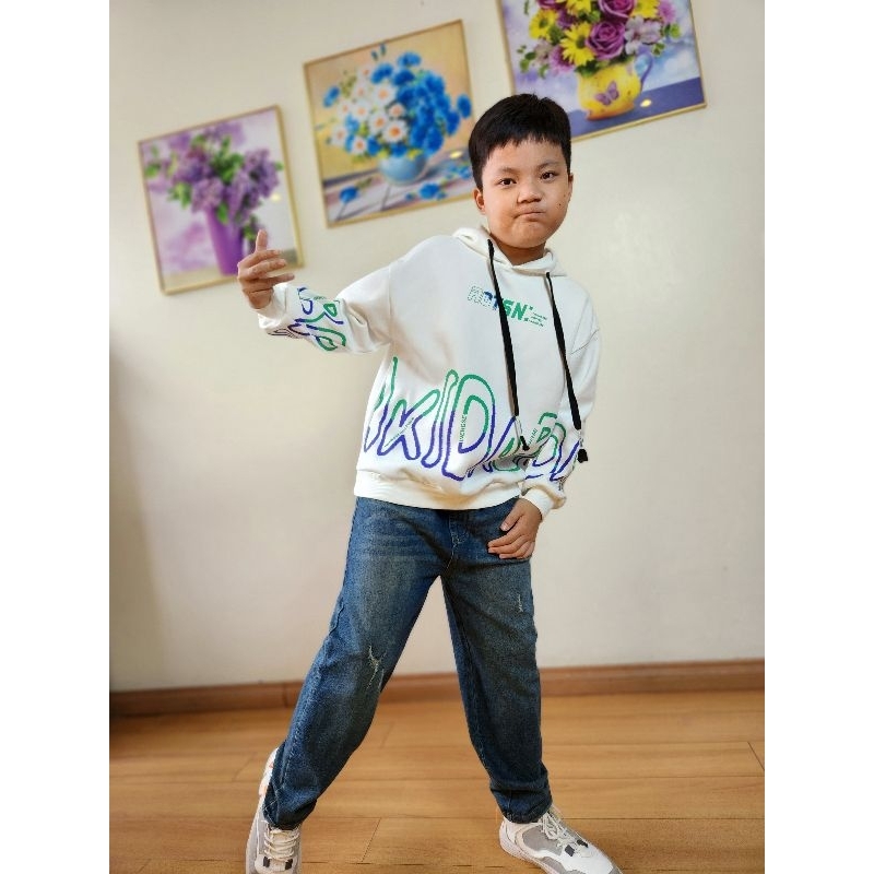 Áo nỉ thu đông bé trai 30-55kg hàng Quảng cao cấp