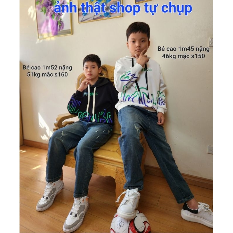 Áo nỉ thu đông bé trai 30-55kg hàng Quảng cao cấp