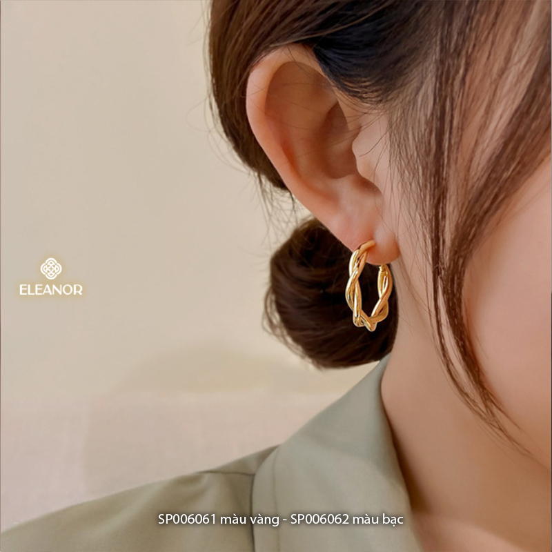 Bông tai nữ chuôi bạc 925 Eleanor Accessories viền xoắn basic phụ kiện trang sức khuyên tai 6061