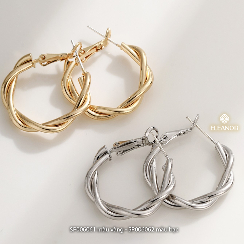 Ảnh Bông tai nữ chuôi bạc 925 Eleanor Accessories dáng tròn viền xoắn phụ kiện trang sức khuyên tai 6061 2