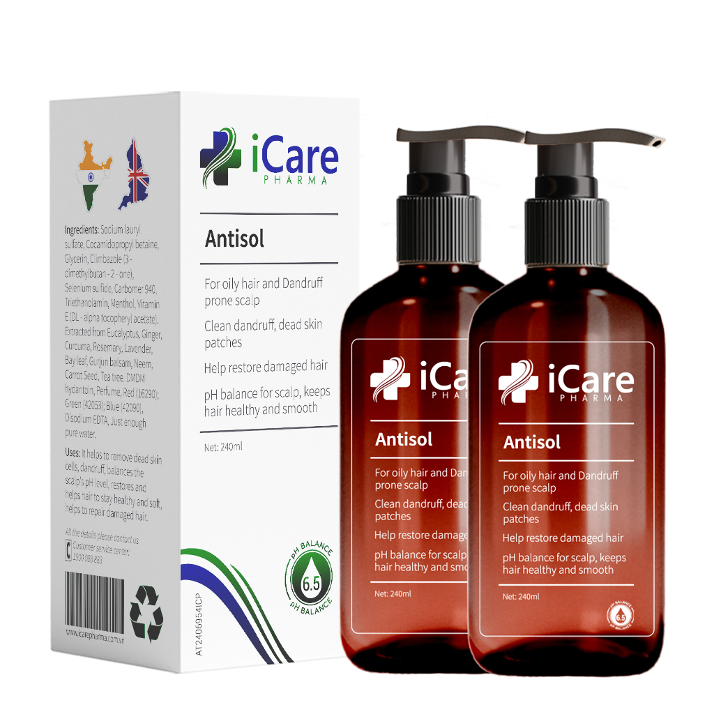 Ảnh Combo 02 Dầu Gội Sạch Gàu Antisol & 01 Dermato 200 | Thương Hiệu iCare Pharma | Sạch Gàu Giảm Rụng 2
