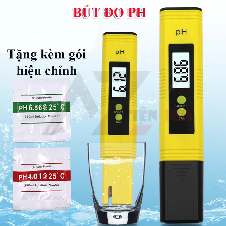 Bút đo PH (đã hiệu chỉnh) đo nước bể cá, đo ao nuôi tôm cá, đo nước sạch, đo nước trồng rau đi kèm 3 gói hiệu chỉnh