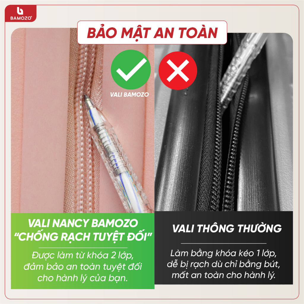 Ảnh Vali Kéo Du Lịch Bamozo Nancy Size 20/24/28 Nhựa PP Cao Cấp Chống Vỡ - Bảo Hành 5 Năm. 3