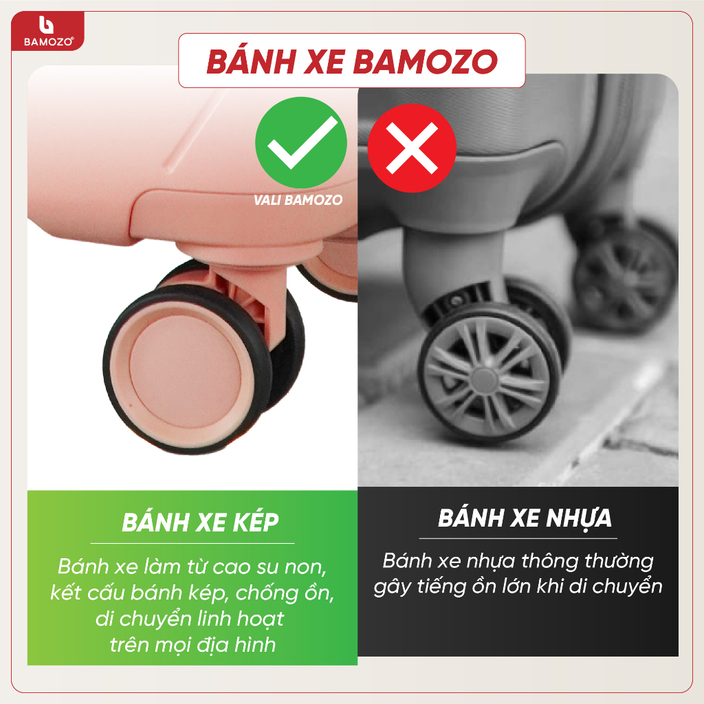 Ảnh Vali Kéo Du Lịch Bamozo Nancy Size 20/24/28 Nhựa PP Cao Cấp Chống Vỡ - Bảo Hành 5 Năm. 4